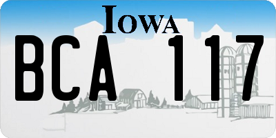 IA license plate BCA117