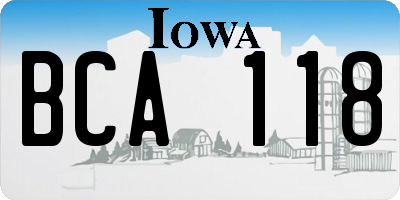 IA license plate BCA118