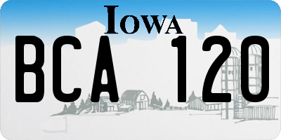 IA license plate BCA120