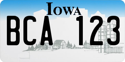 IA license plate BCA123