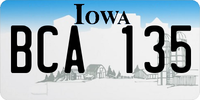 IA license plate BCA135