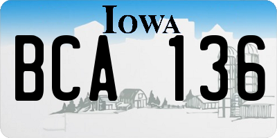 IA license plate BCA136