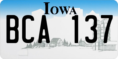 IA license plate BCA137