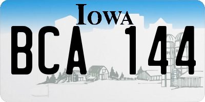 IA license plate BCA144