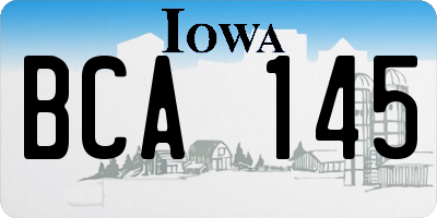 IA license plate BCA145