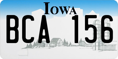 IA license plate BCA156