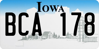 IA license plate BCA178