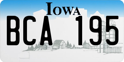 IA license plate BCA195