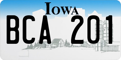 IA license plate BCA201