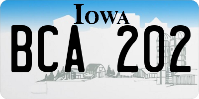 IA license plate BCA202