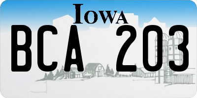 IA license plate BCA203