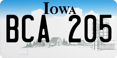 IA license plate BCA205