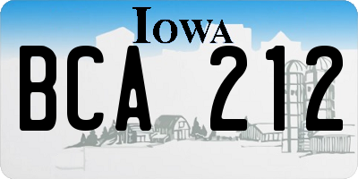 IA license plate BCA212