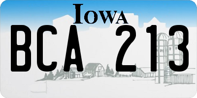 IA license plate BCA213
