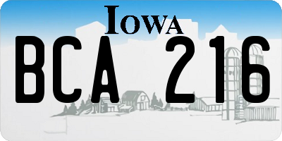 IA license plate BCA216