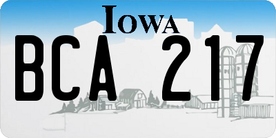 IA license plate BCA217