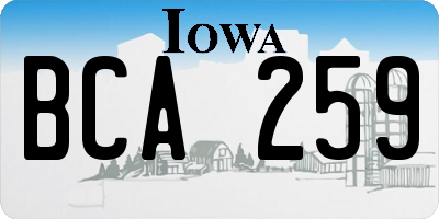IA license plate BCA259