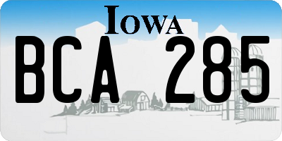 IA license plate BCA285