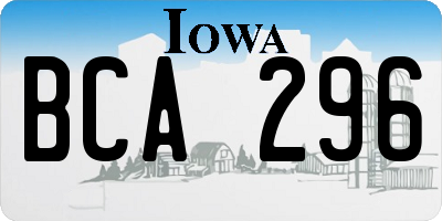 IA license plate BCA296