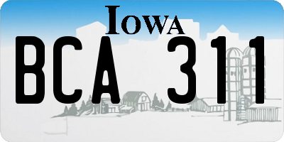 IA license plate BCA311