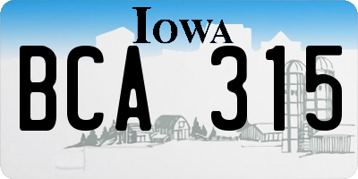 IA license plate BCA315
