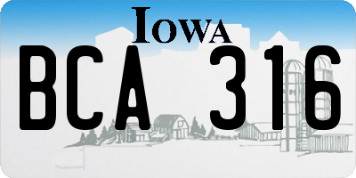 IA license plate BCA316