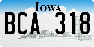 IA license plate BCA318
