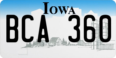 IA license plate BCA360