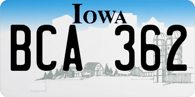 IA license plate BCA362