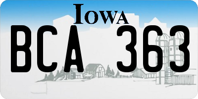 IA license plate BCA363
