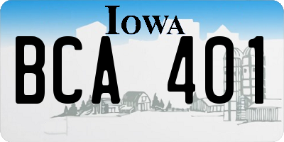 IA license plate BCA401