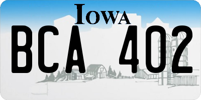 IA license plate BCA402
