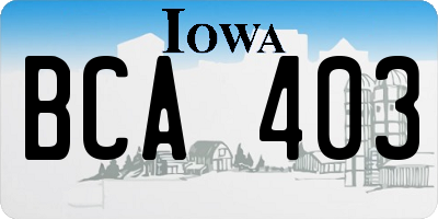 IA license plate BCA403