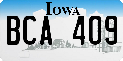 IA license plate BCA409