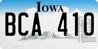 IA license plate BCA410