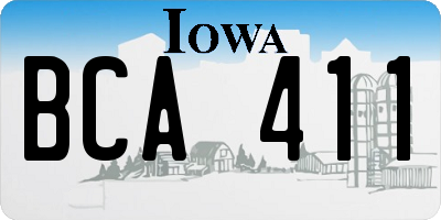 IA license plate BCA411