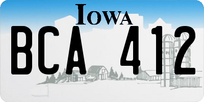 IA license plate BCA412