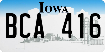 IA license plate BCA416