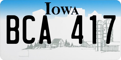IA license plate BCA417