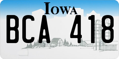 IA license plate BCA418