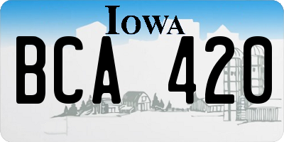 IA license plate BCA420
