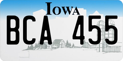 IA license plate BCA455