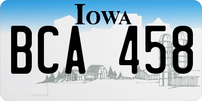 IA license plate BCA458