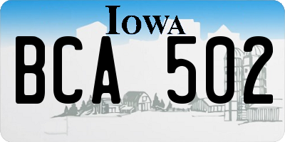 IA license plate BCA502
