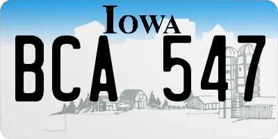 IA license plate BCA547