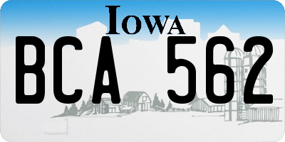 IA license plate BCA562