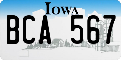 IA license plate BCA567