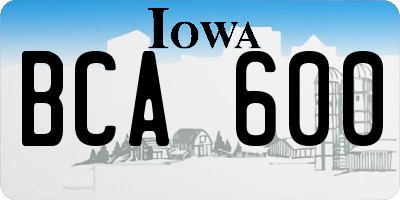 IA license plate BCA600