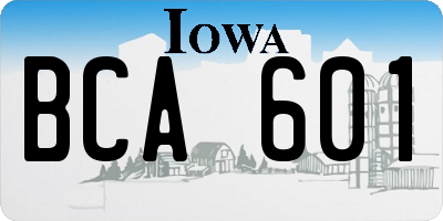 IA license plate BCA601