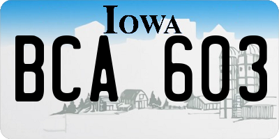 IA license plate BCA603